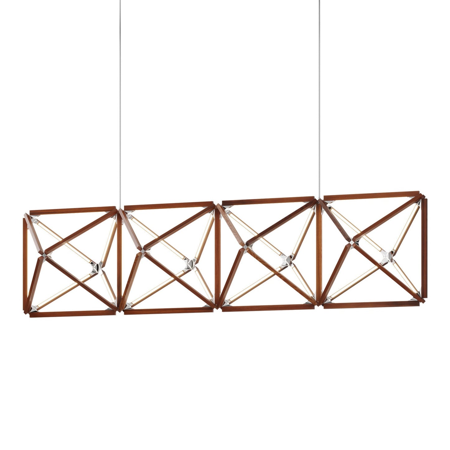 Truss Linear LED Chandelier in Water Tower Redwood/Polished Nickel (107.5-Inch).