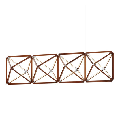 Truss Linear LED Chandelier in Water Tower Redwood/Polished Nickel (107.5-Inch).