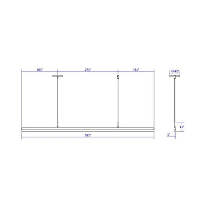 Stiletto LED Pendant Light - line drawing.