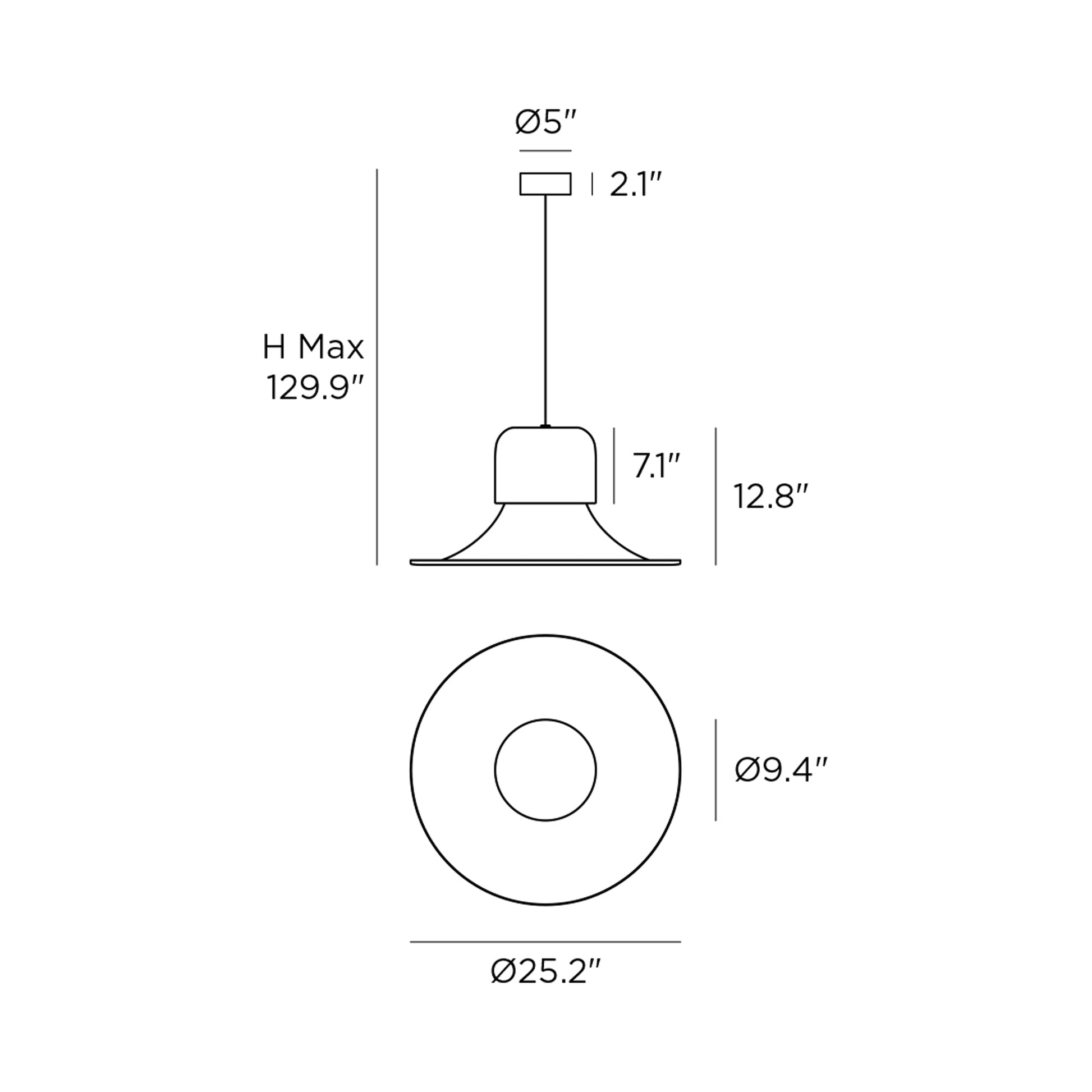Campana Pendant Light - line drawing.