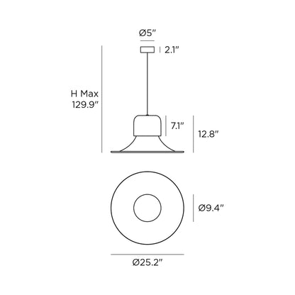 Campana Pendant Light - line drawing.