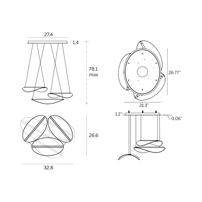 Diphy Multi Light LED Pendant Light - line drawing.