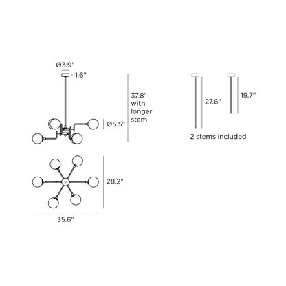 Galassia Pendant Light - line drawing.