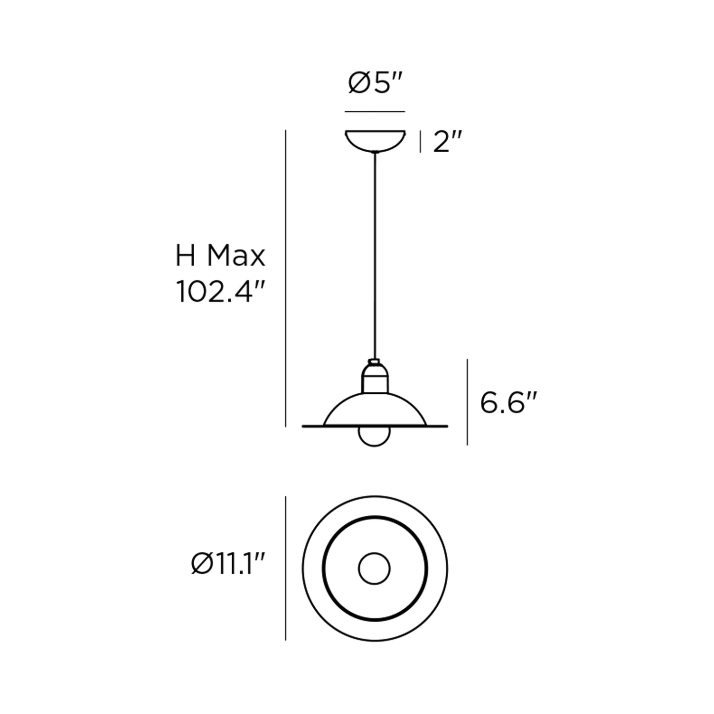 Lampiatta Pendant Light - line drawing.