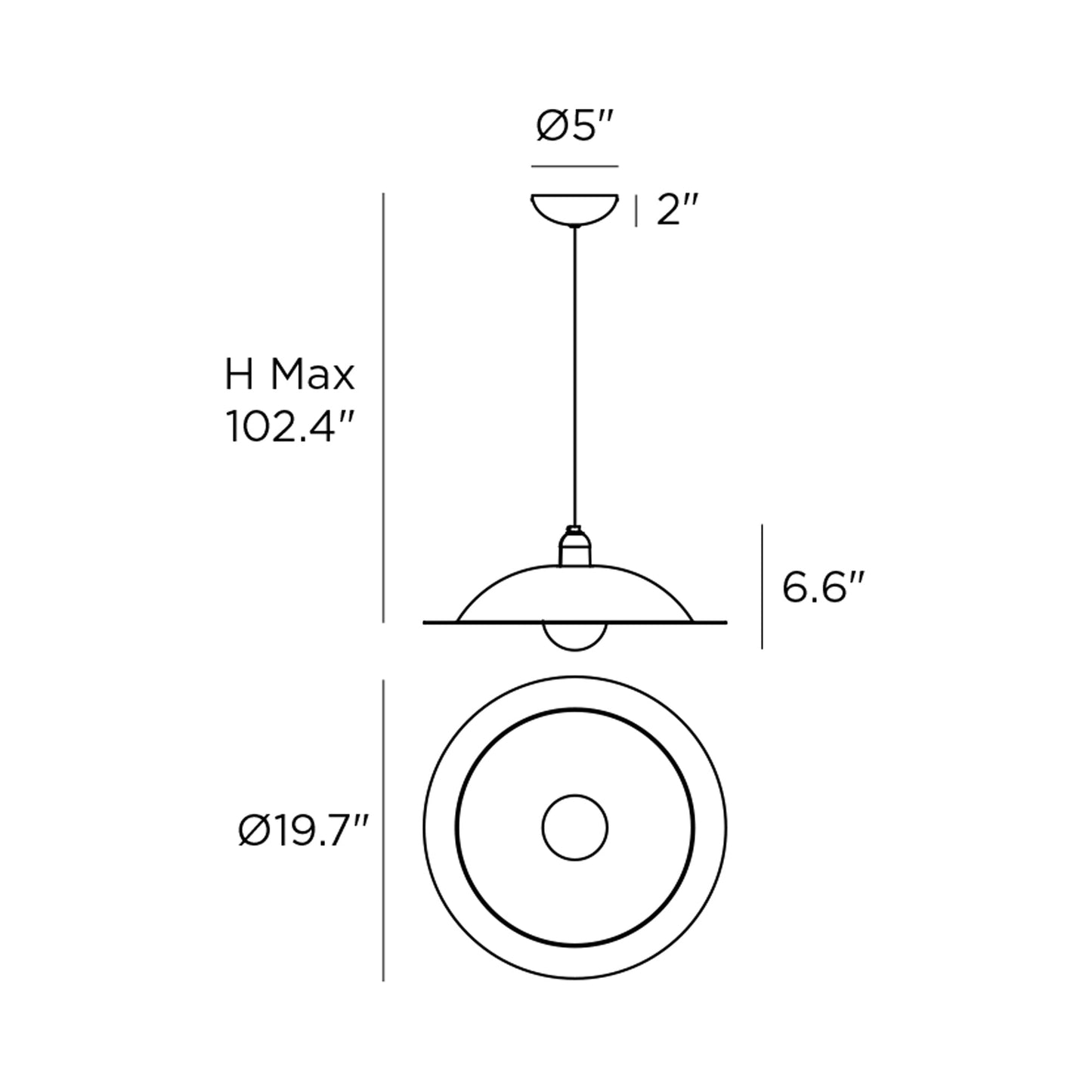 Lampiatta Pendant Light - line drawing.
