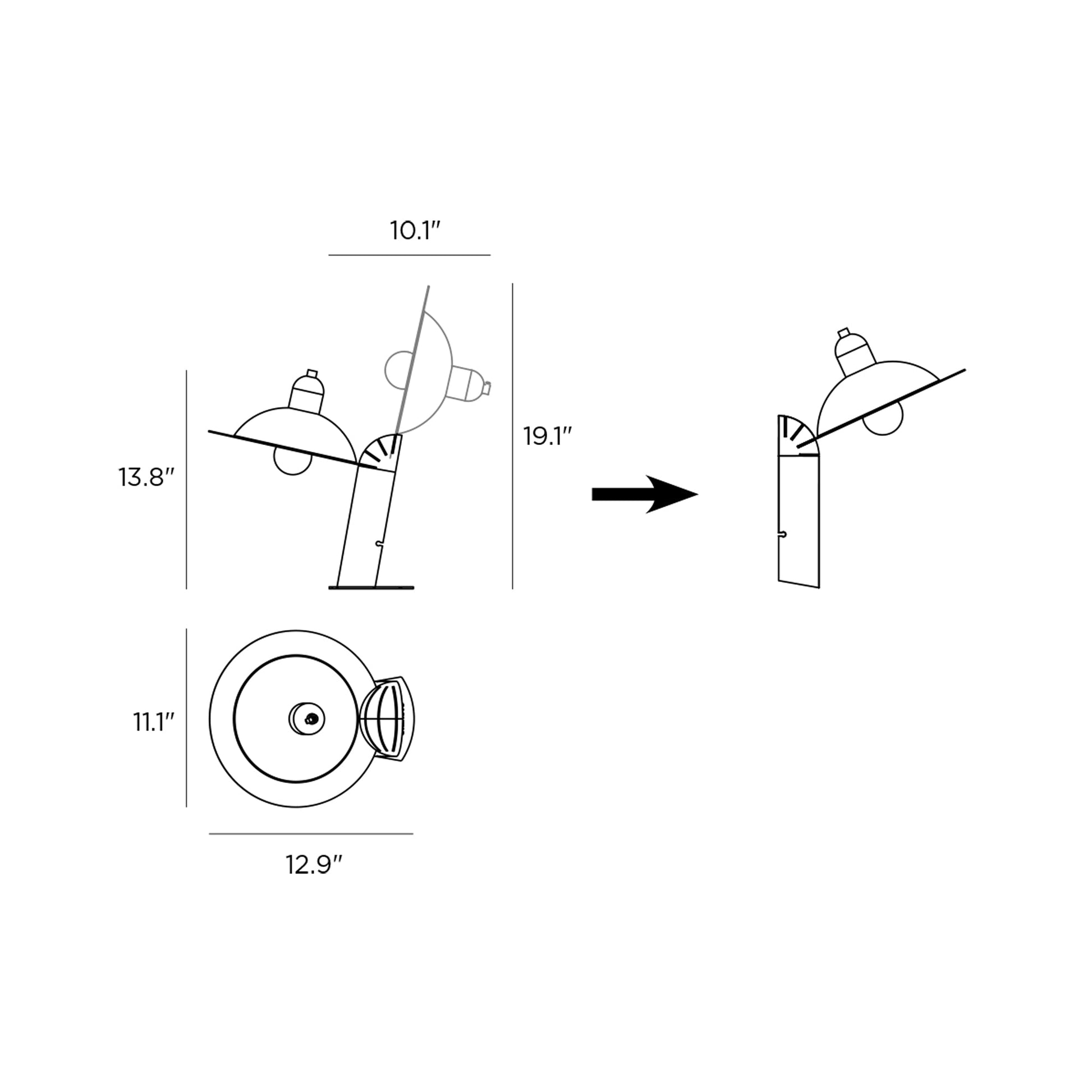 Lampiatta Table Lamp/Wall Light - line drawing.