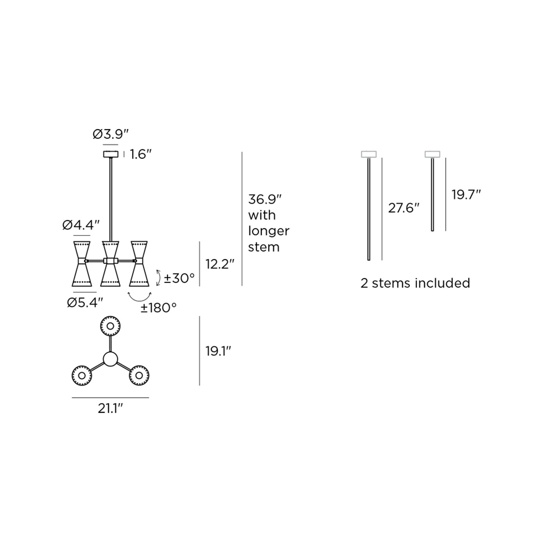 Megafono Pendant Light - line drawing.