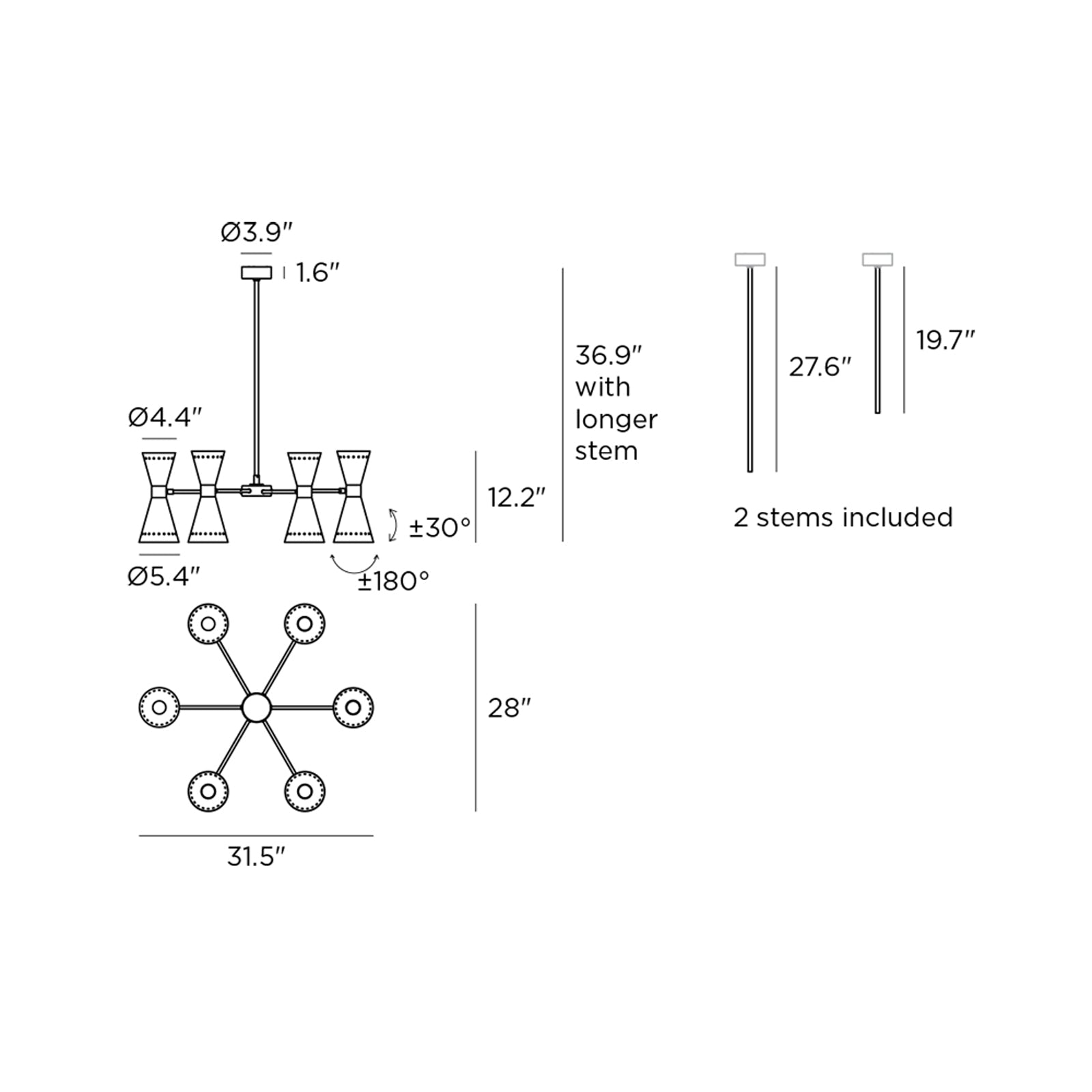 Megafono Pendant Light - line drawing.