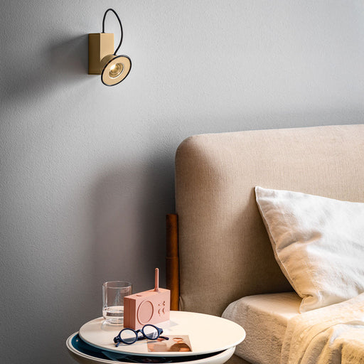 Minibox LED Wall Light in bedroom.