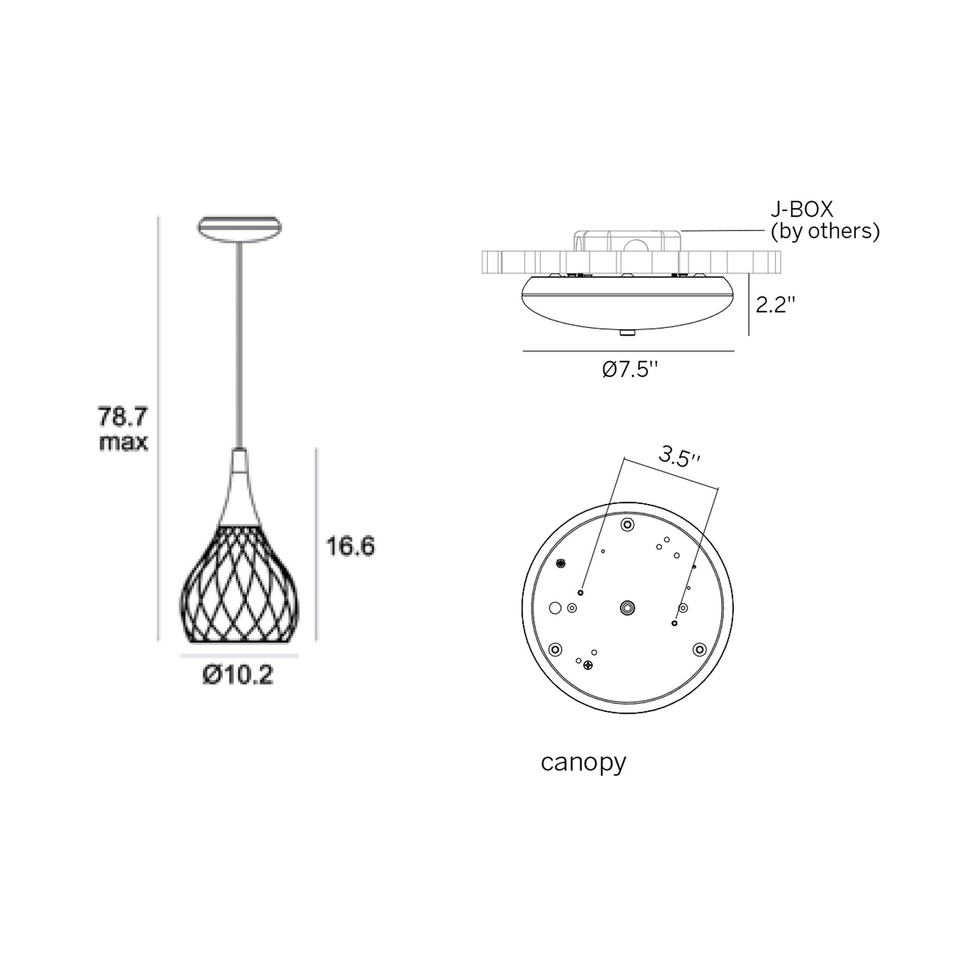 Mongolfier LED Pendant Light - line drawing.
