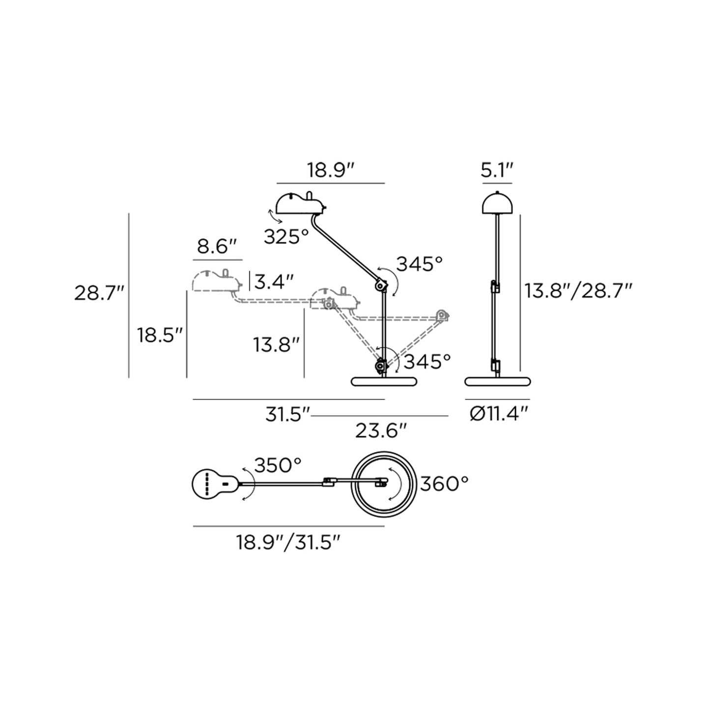 Topo Table Lamp - line drawing.