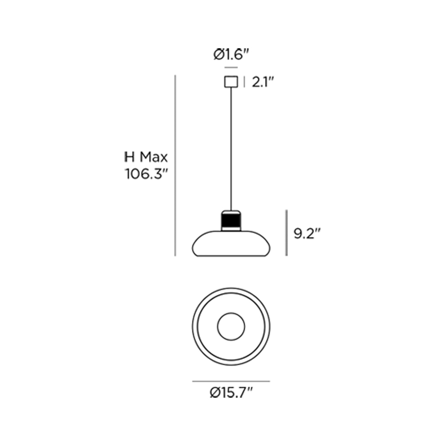 Trepiù LED Pendant Light - line drawing.