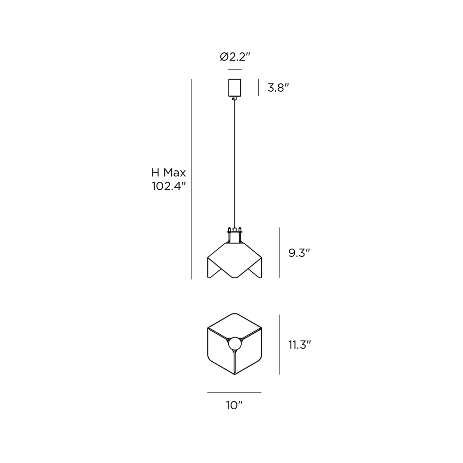 Triedro Pendant Light - line drawing.