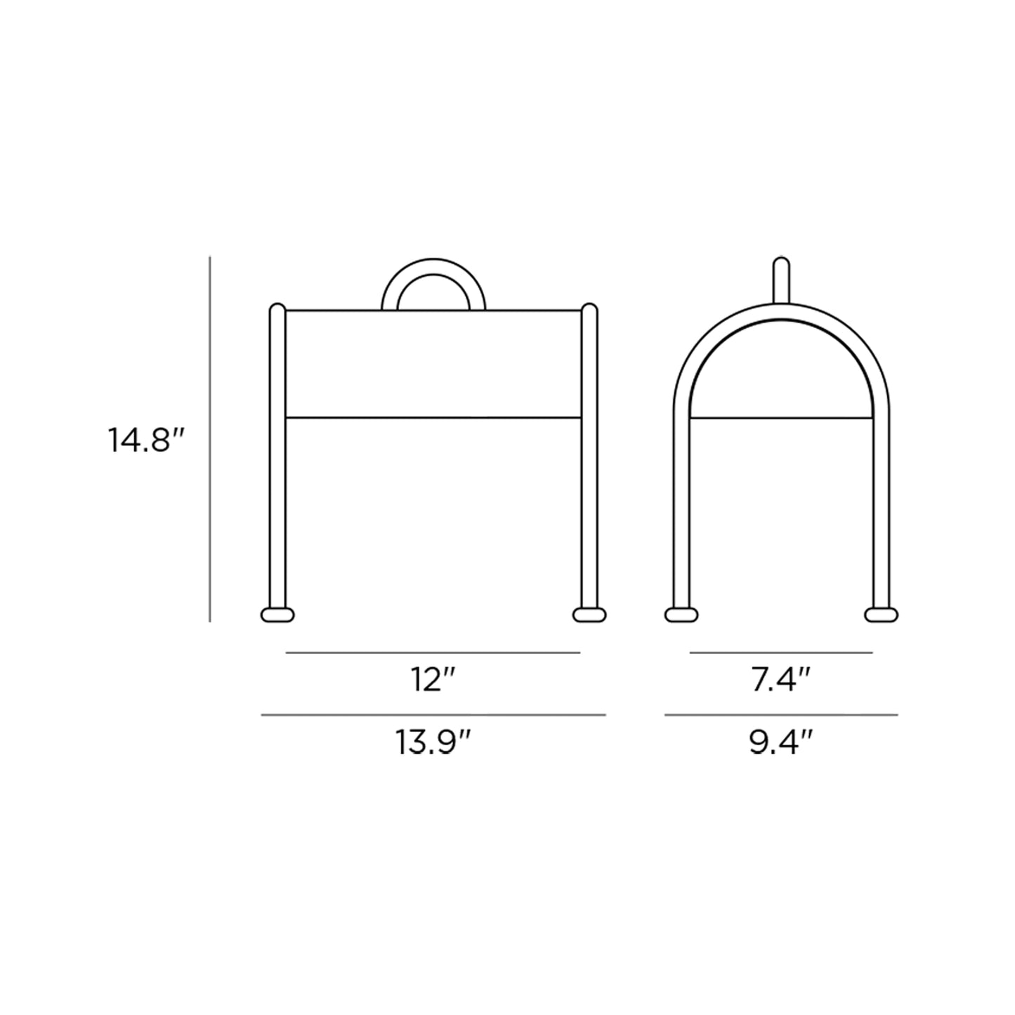Valigia Table Lamp - line drawing.