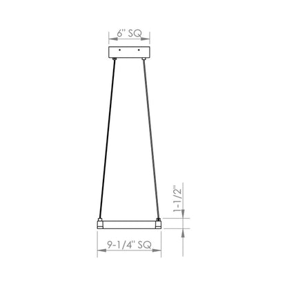 Stix Square LED Pendant Light - line drawing.