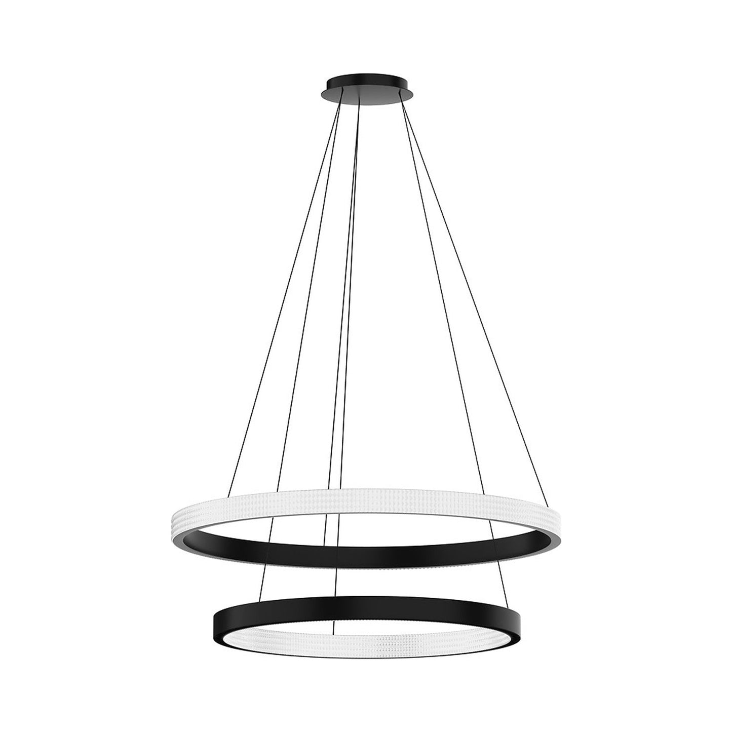 Double Ring LED Pendant Light in Black.