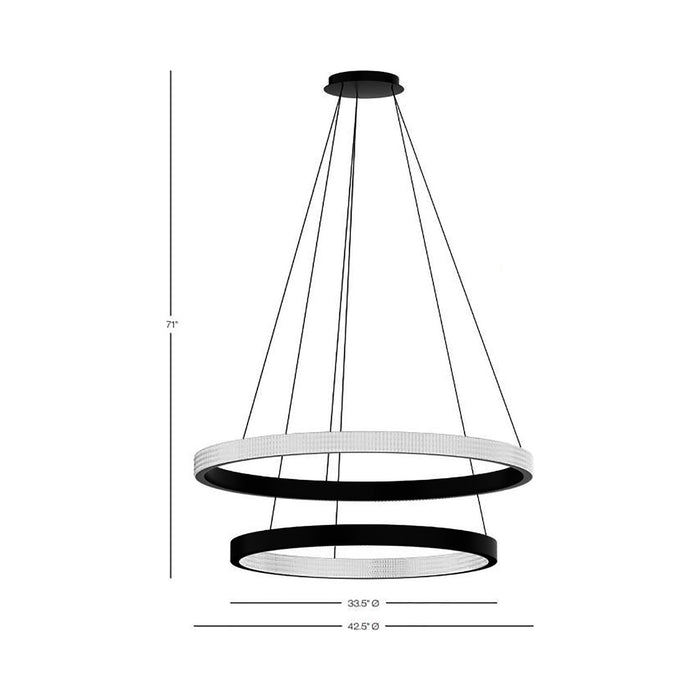 Double Ring LED Pendant Light - line drawing.