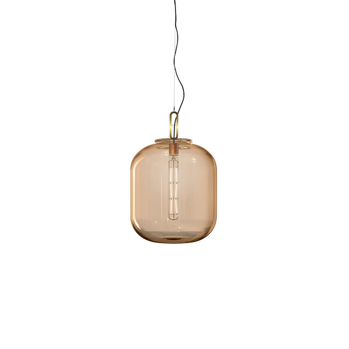 Max Pendant Light in Brushed Brass/Amber (14-Inch).
