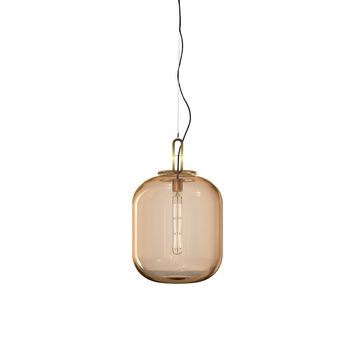 Max Pendant Light in Brushed Brass/Amber (17.5-Inch).