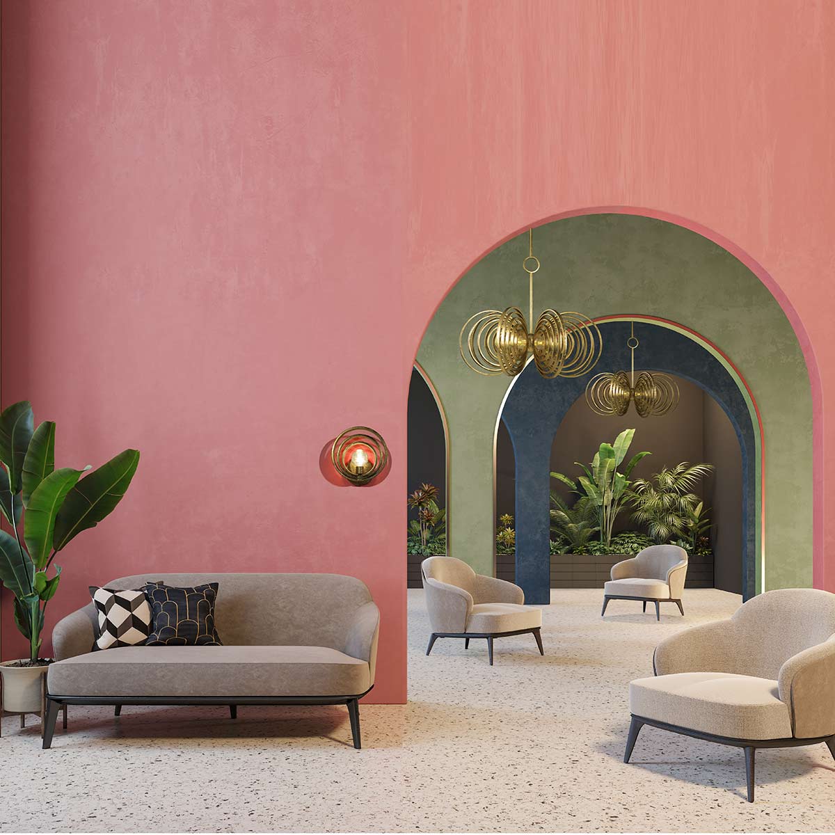 Frequency LED Pendant Light in living room.