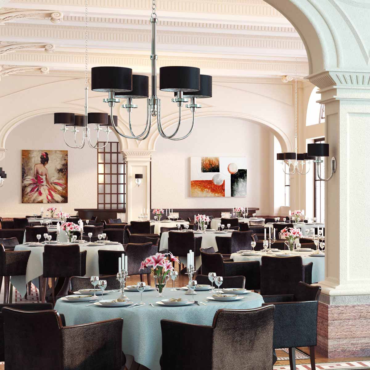 Manhattan Chandelier in restaurant.