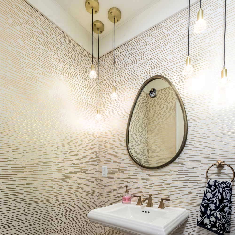 Norma Jeane LED Mini Pendant Light in bathroom.