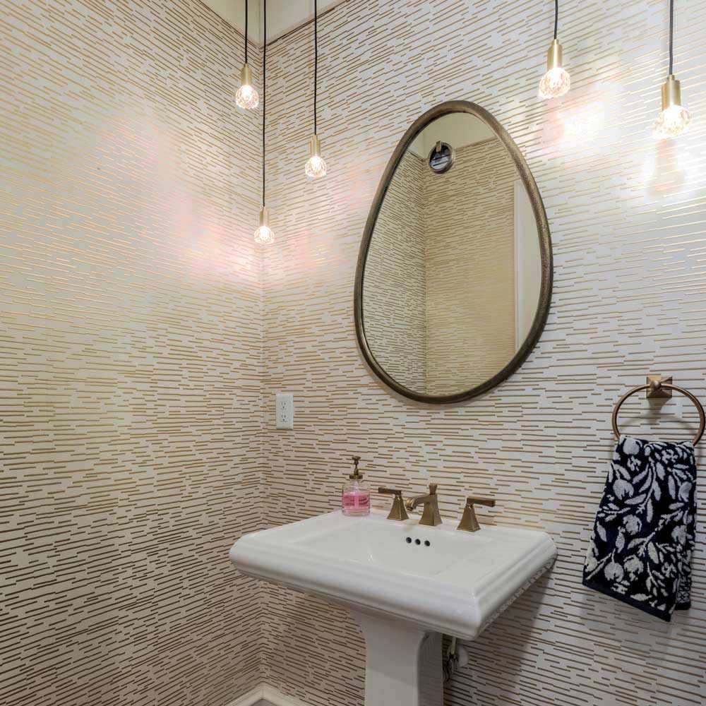 Norma Jeane LED Mini Pendant Light in bathroom.