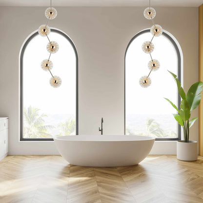 Peony LED Linear Pendant Light in bathroom.