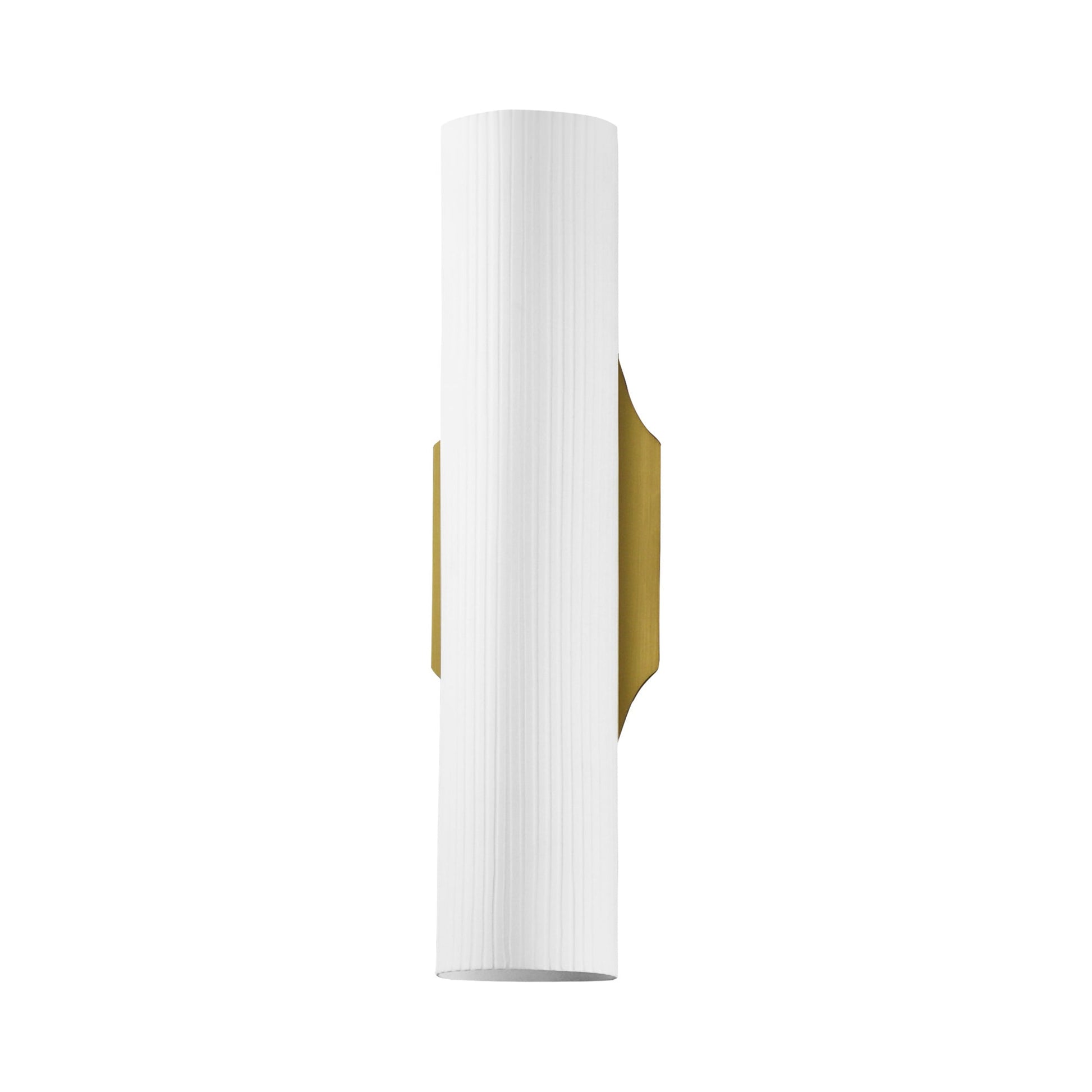 Tropo LED Wall Light in Vintage Brass/Ribbed White.