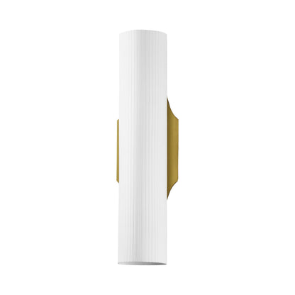 Tropo LED Wall Light in Vintage Brass/Ribbed White.