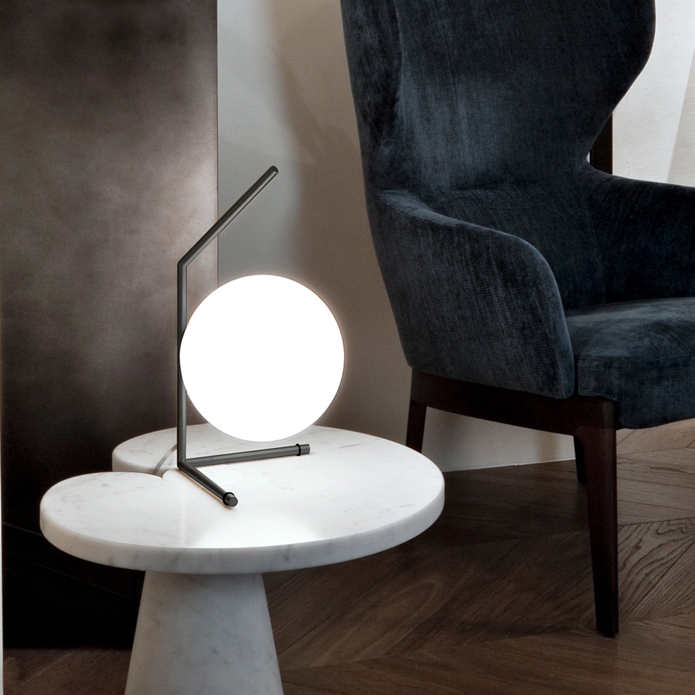 Firstlight Modern LED Table Lamp In White Finish With A Magnifying Glass  3753WH