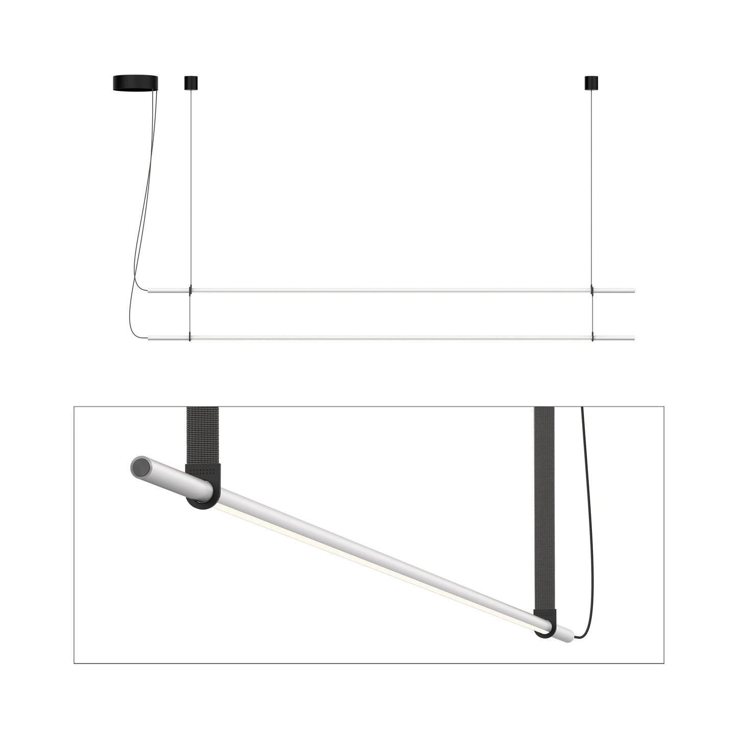 T.O. LED Pendant Light in Matte Light Grey/Graphite (2-Light).