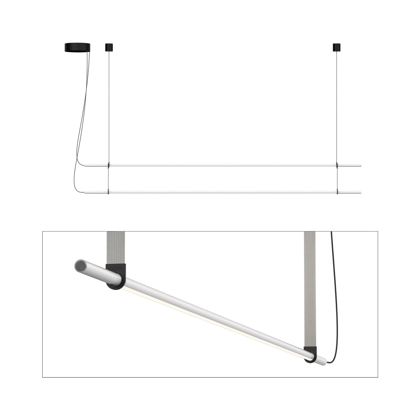 T.O. LED Pendant Light in Matte Light Grey/Light Grey (2-Light).