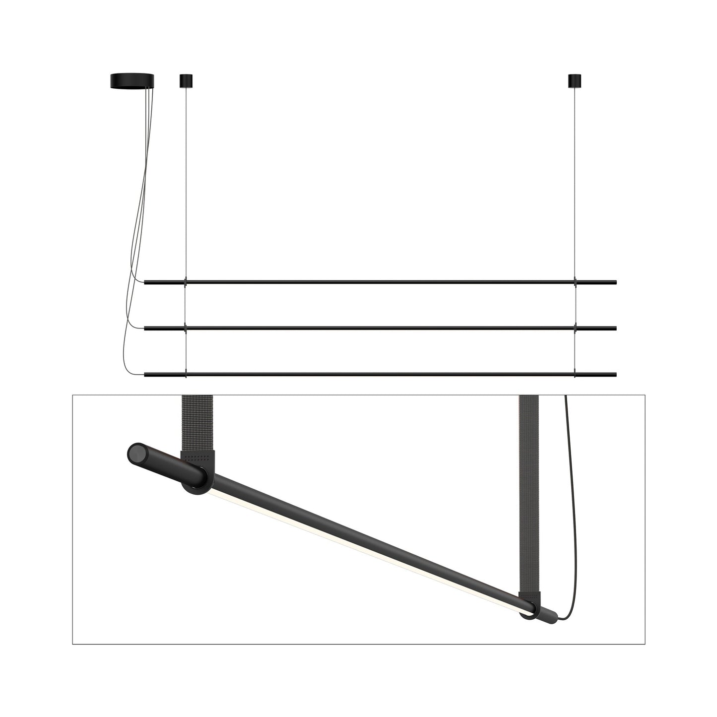 T.O. LED Pendant Light in Matte Black/Graphite (3-Light).