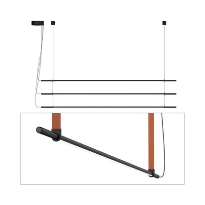 T.O. LED Pendant Light in Matte Black/Burnt Orange (3-Light).