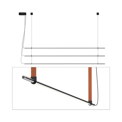 T.O. LED Pendant Light in Matte Chrome/Burnt Orange (3-Light).