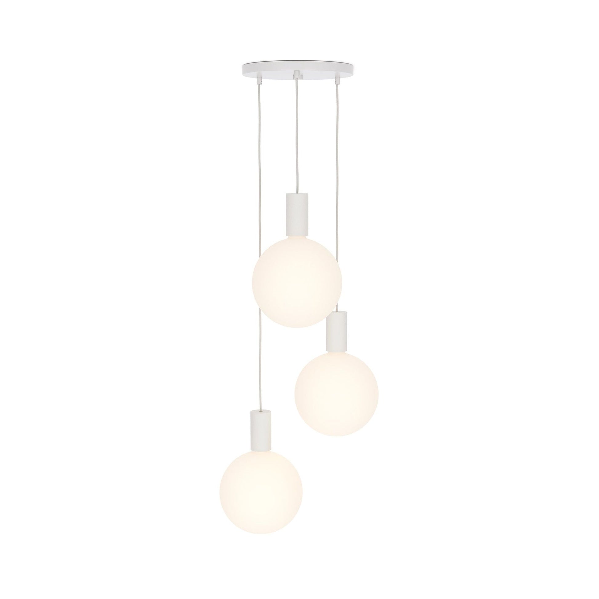 Alumina Sphere V LED Triple Pendant Light.