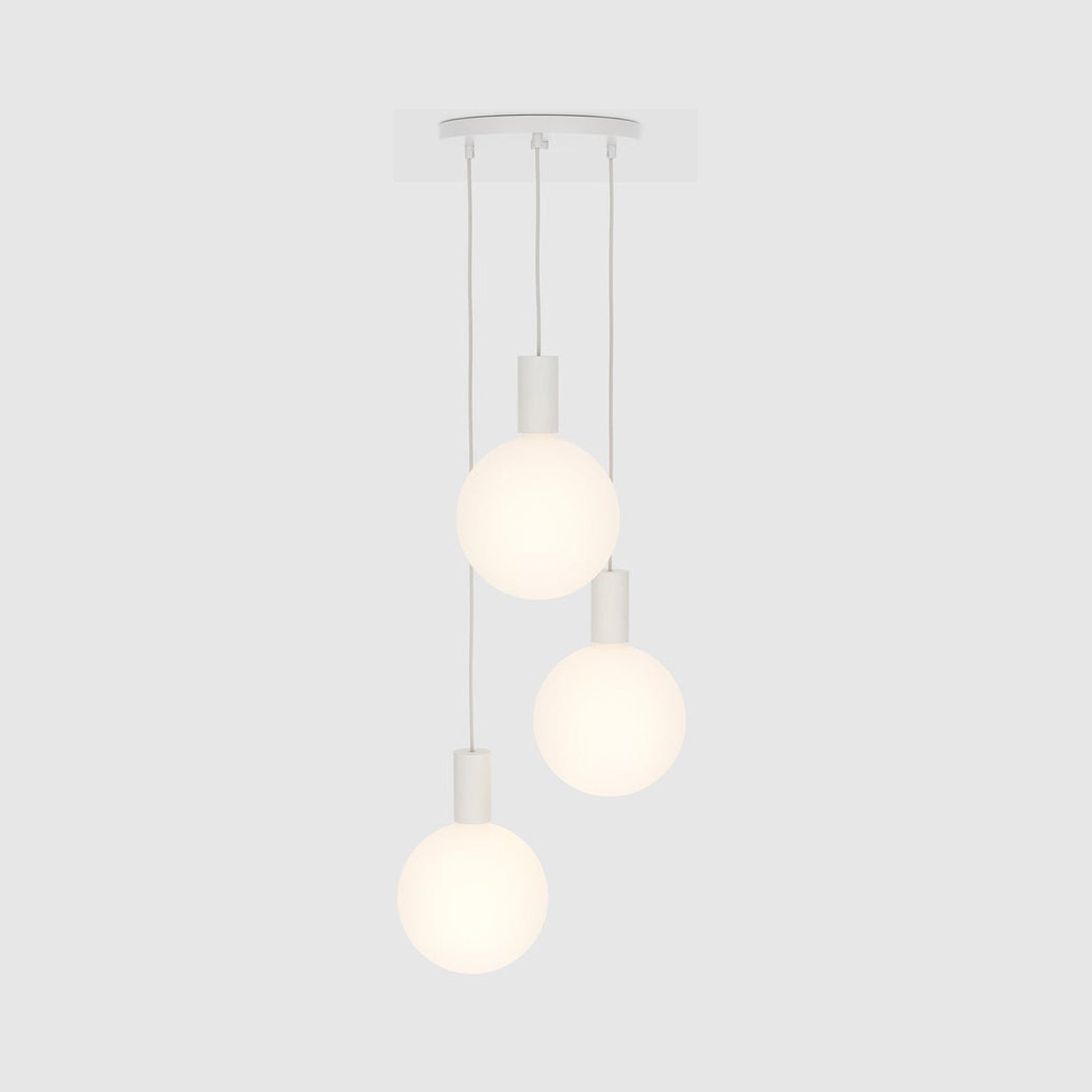 Alumina Sphere V LED Triple Pendant Light in Detail.