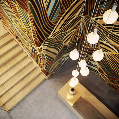 Alumina Sphere V LED Multi Light Pendant Light in living room.