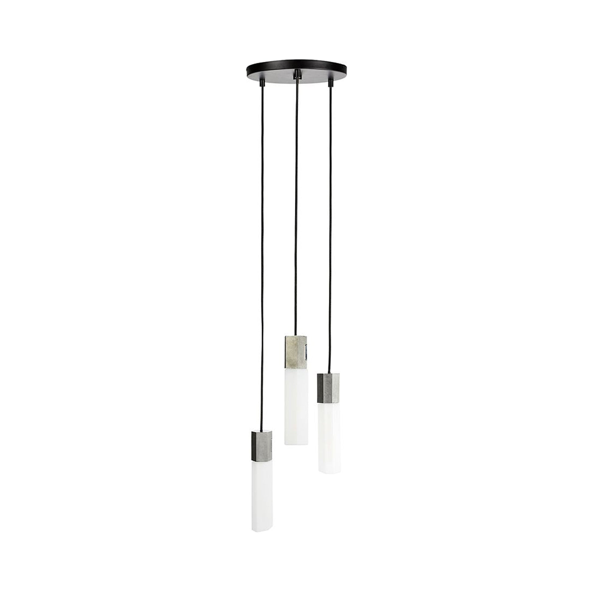 Basalt Triple Pendant Light in Stainless Steel.