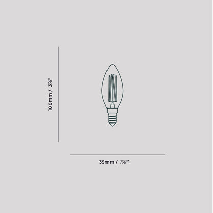 Classic Candle C35 4W 120V E12 LED Bulb - line drawing.