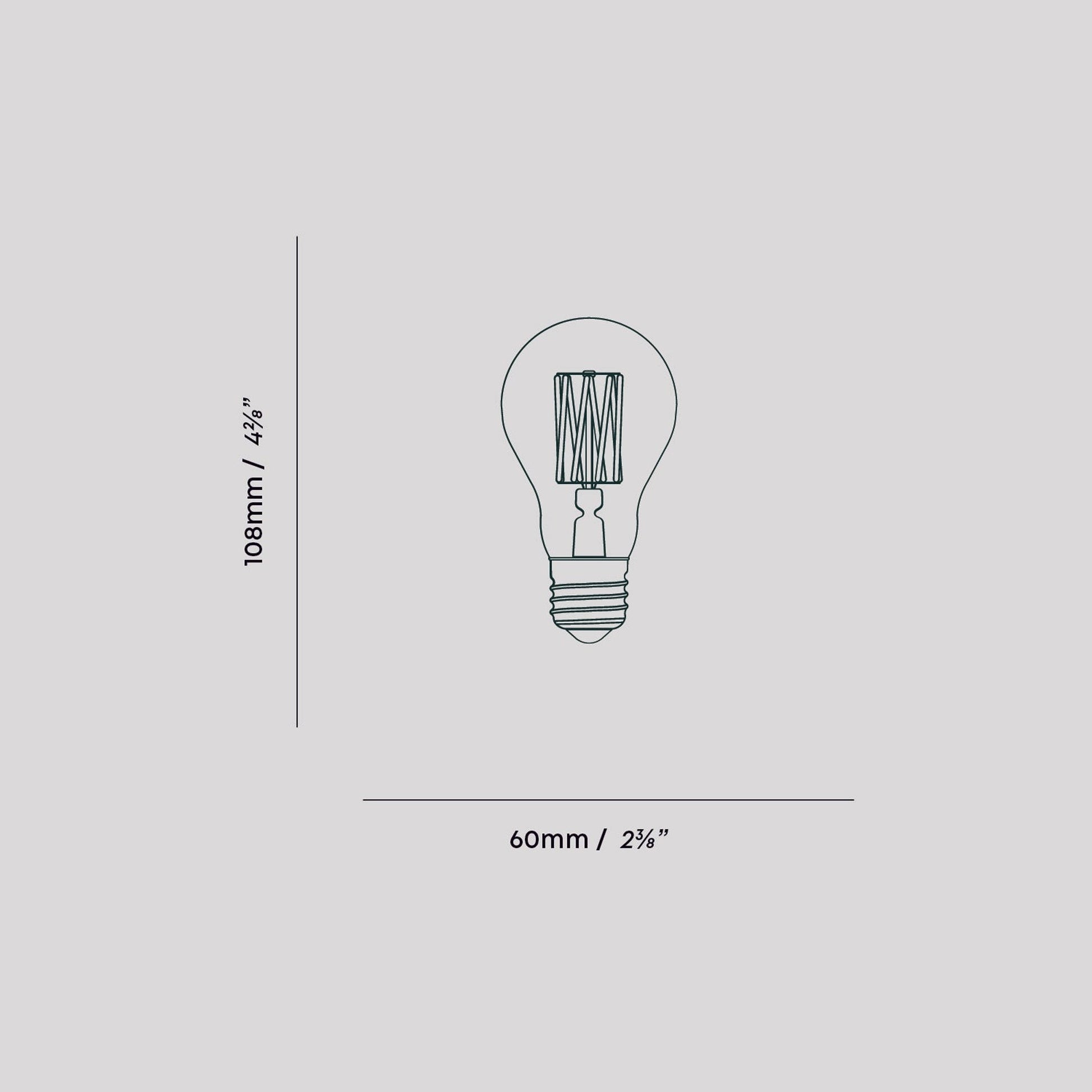 Classic Globe A60 6W 120V E26 LED Bulb - line drawing.