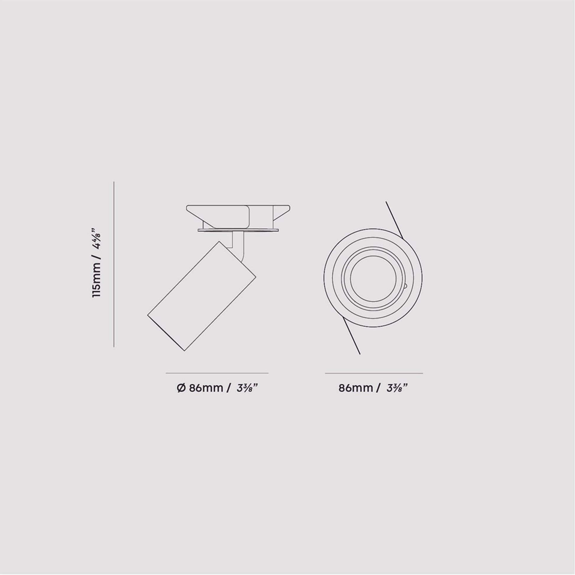 Core LED Recessed Spot Light - line drawing.