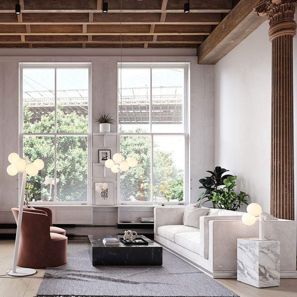 Echo Chandelier in living room.