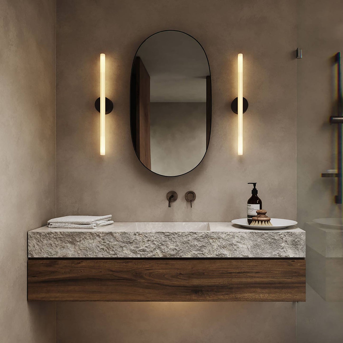 Kilter II S14D Base T30 Type LED Bulb in bath room.