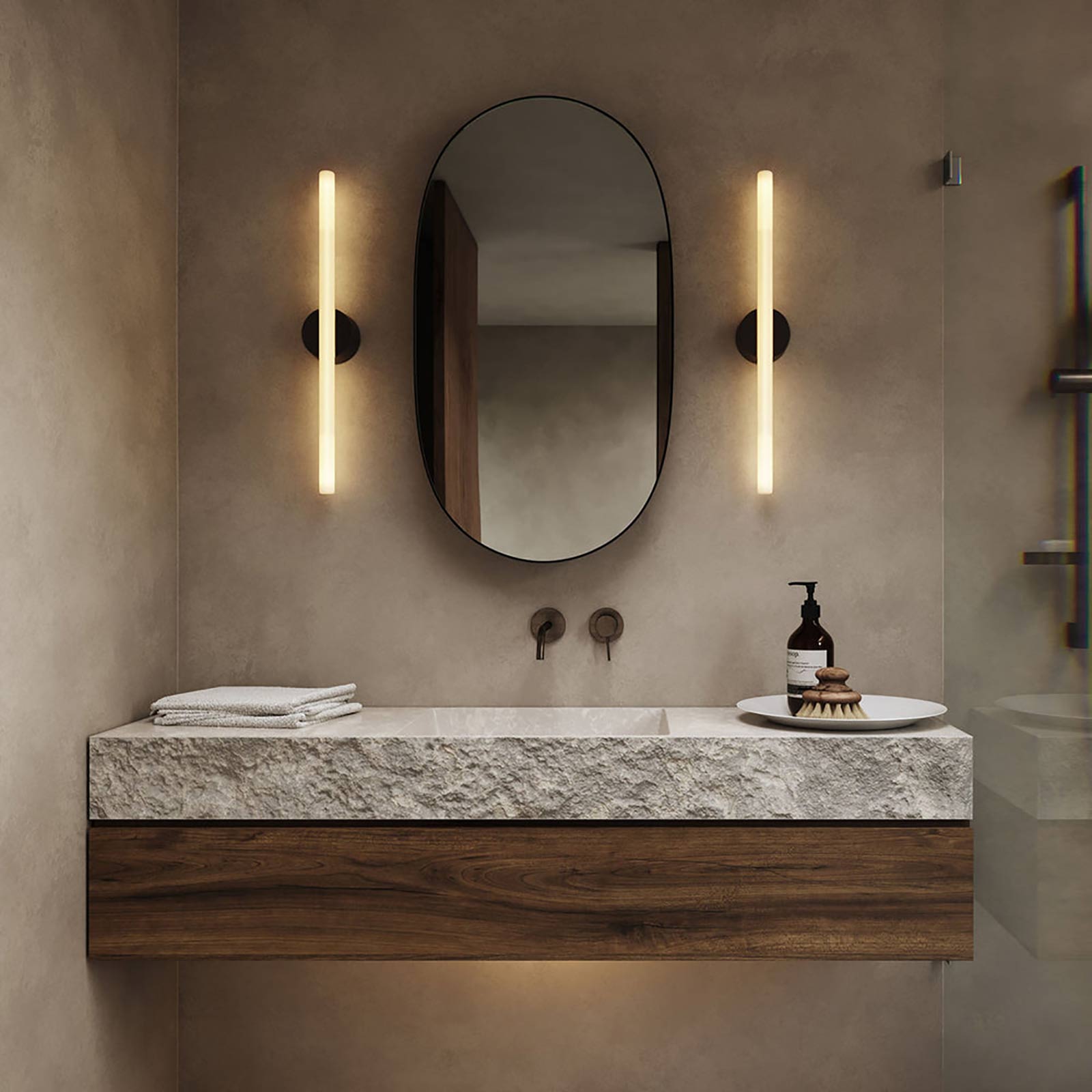 Kilter II S14D Base T30 Type LED Bulb in bath room.