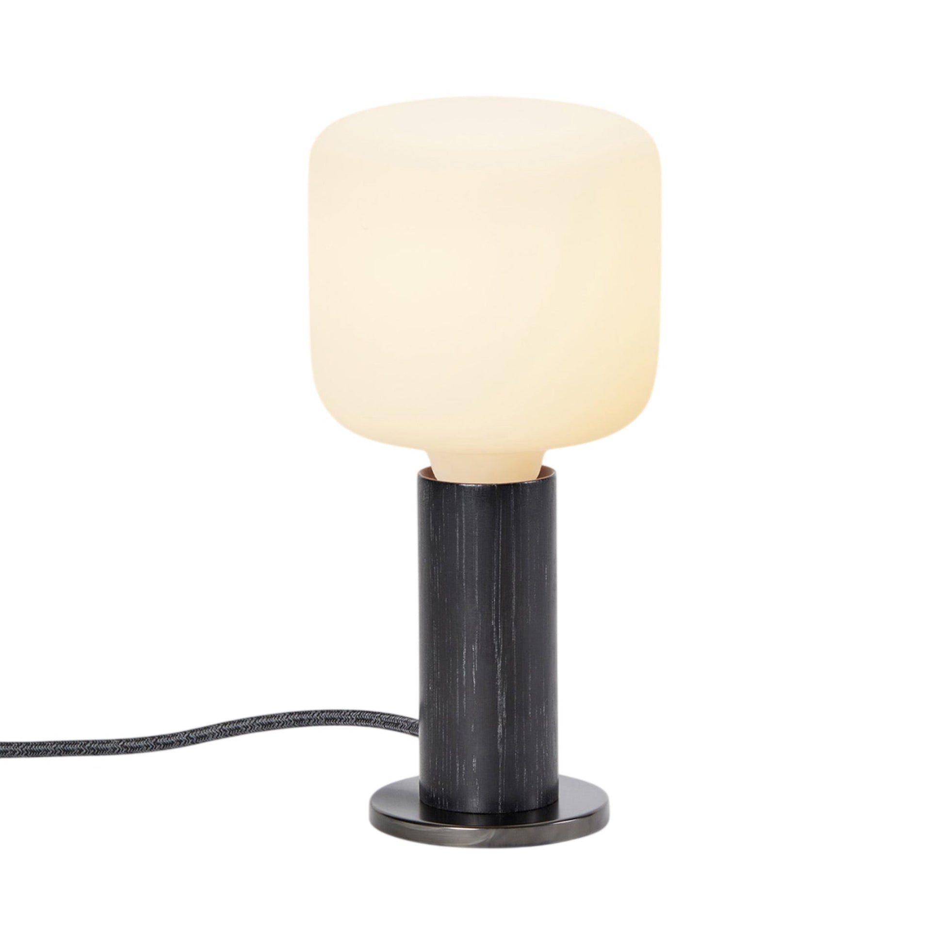 Knuckle Oblo Table Lamp in Blackened Oak.