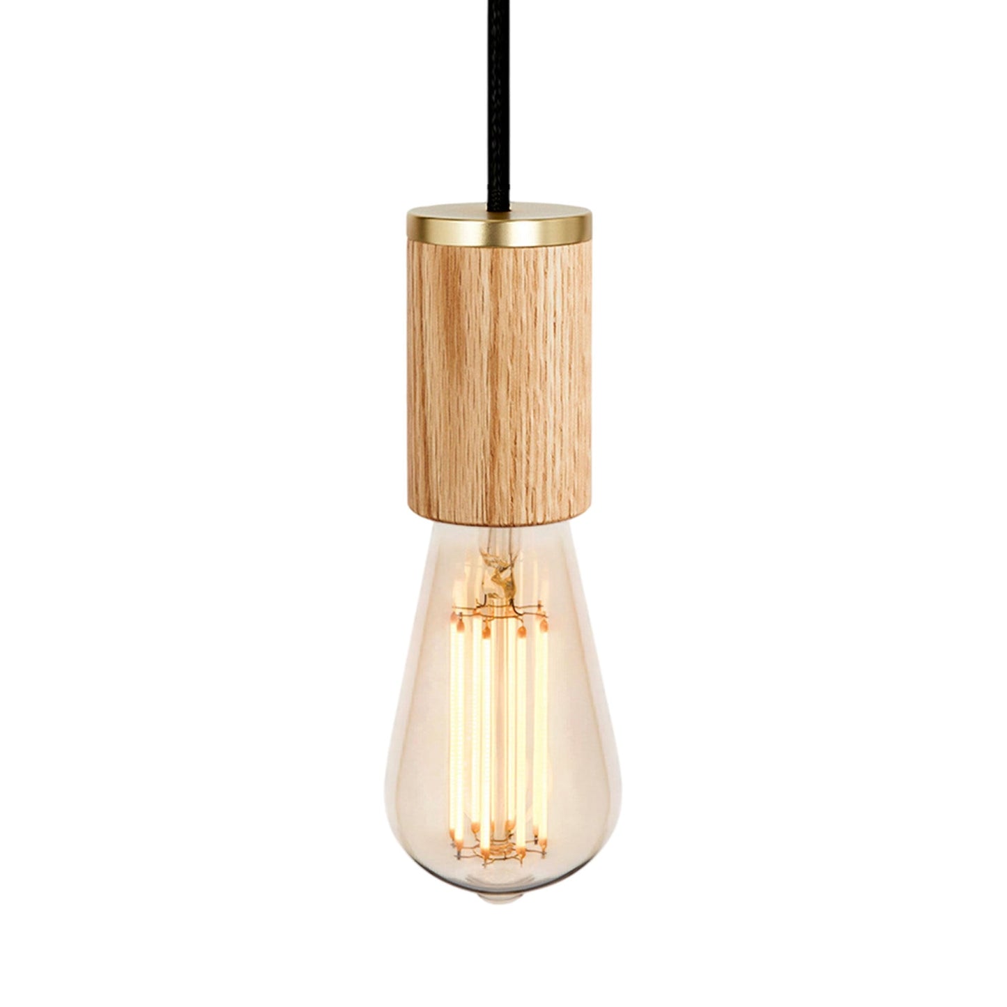 Knuckle Squirrel Cage Pendant Light in Oak.