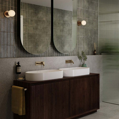 Lochan Sphere III Outdoor Wall Light in bathroom.