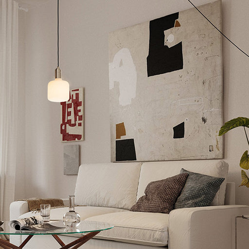 Oblo Plug-In Pendant Light in living room.